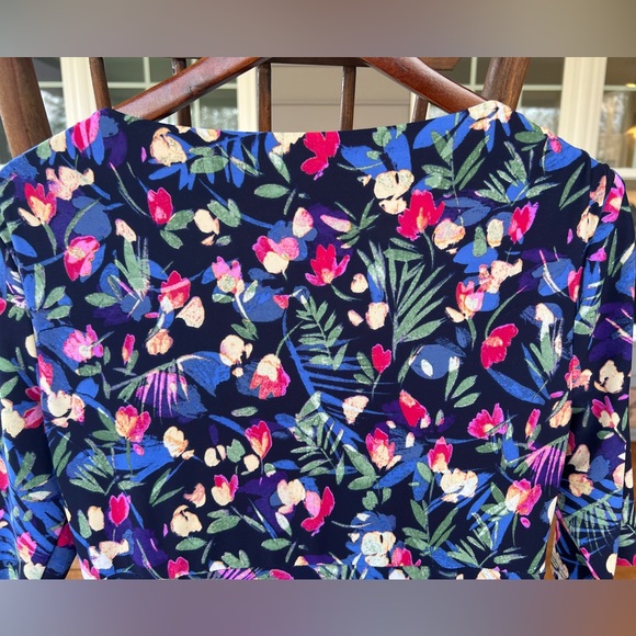 Lauren Ralph Lauren Size 10 Sheath Dress Black Floral Botanical Surplice V Neck - Picture 8 of 14